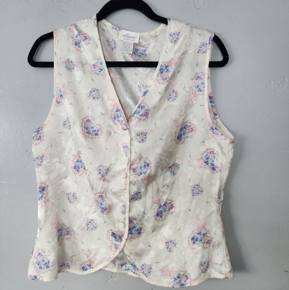 Vintage Nordstrom 2 Piece Floral Bouquet Bridal Shorts Lingerie Pajama Set Med - Picture 2 of 8